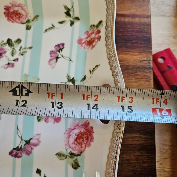 GRACE TEAWARE FLOWERED SANDWICH SNACK TRAY WHITE PORCELAIN VERY ELEGANT - Picture 6 of 6